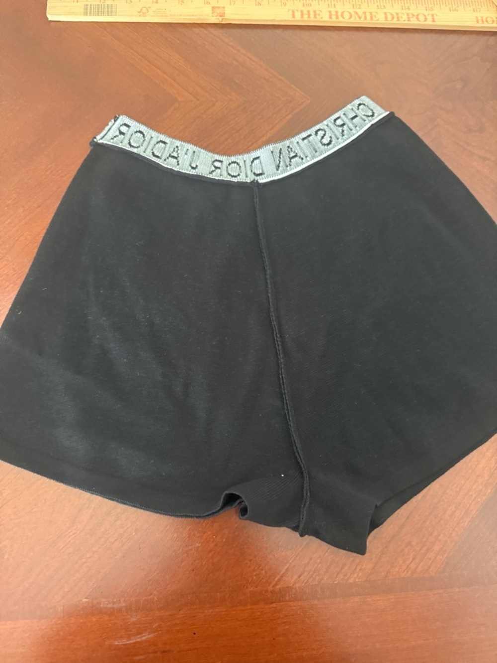 Dior Black Knit Shorts with Logo Waistband stretch briefs high waisted S - Picture 5 of 7